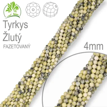Drahý kámen Korálky z minerálů Tyrkys Žlutý Fazetovaný přírodní polodrahokam. Velikost pr.4mm. Balení 90Ks.