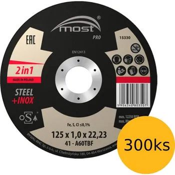 Řezný kotouč Řezný kotouč 125 x 1,0 mm MOST PRO METAL + INOX typ 41, sada 300 ks