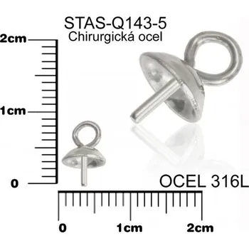 Materiál na výrobu šperku ŠLUPNA CHIRURGICKÁ OCEL ozn.-STAS-Q143-5. velikost 7,0 x5,0mm.