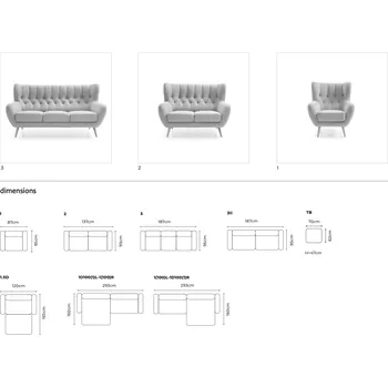 Obývací pokoj Gala Collezione Sedací souprava KELSO (více rozměrů) Tvar: Tvar I (pohovka), Rozměr: 3-místná (dvojsedák), Potah: Látka kategorie A