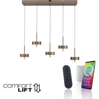 PAUL NEUHAUS Závěsné svítidlo Q-ROTATE 5 ramenné tmavá hnědá nastavitelná výška ZigBee 2700-5000K PN 2249-34