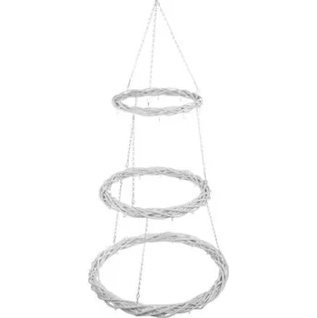 Vánoční dekorace Závěs proutí 115x60 cm - 3ks věnce bílé