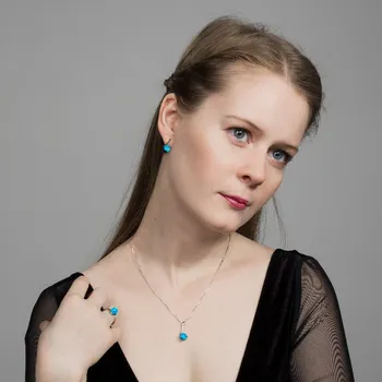 Souprava šperků Niké - souprava se světle modrými opály, Materiál: Růžové zlato, ryzost 585/1000