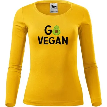 Dámské tričko DOBRÝ TRIKO Dámské triko s potiskem Go vegan Velikost: XL, Barva: Žlutá