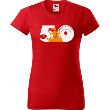Dámské tričko DOBRÝ TRIKO Dámské tričko s potiskem Jsem střelená 50 let Barva: Červená, Velikost: XS