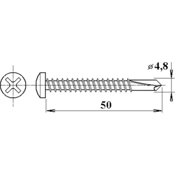 Šroub Šroub s půlkulatou hlavou do železa 4,8×50 mm