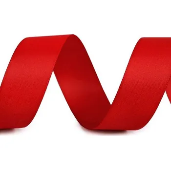 Stuha Stuha 24mm, atlasová, hedvábná, oboulící, červená