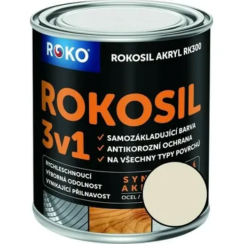 univerzální barva Barva samozákladující Rokosil akryl 3v1 RK 300 6003 slonová kost, 0,6 l