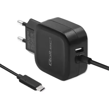Qoltec nabíječka 17W s USB a USB typ C