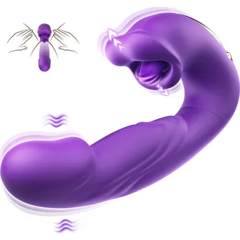 Vibrátor SuperLove 4in1 Thrusting, Vibrating, Licking & Sucking Ultimate Toy Purple