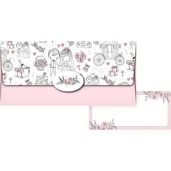 Kalendář Obálka na peníze svatební, novomanželé, 55-089, růžová