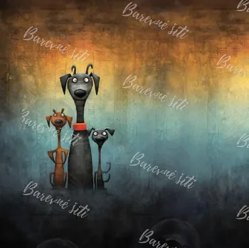 Teplákovina Tři psi, panel, (E) (Luxusní vzory z Turecka)