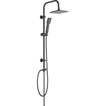 Sprchový set Sprchový set s dešťovou sprchou a držákem s ruční sprchou, černý mat, Caudro, WENKO
