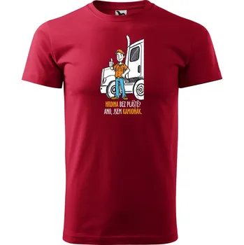 Pánské tričko Sablio Tričko s potiskem pro řidiče kamionu Hrdina bez pláště? Ano, jsem kamioňák - červené XL