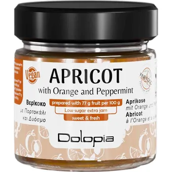 Domácí meruňková marmeláda s pomerančem a mátou 280g DOLOPIA
