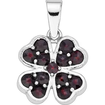 Přívěsek Bealio BEALIO Stříbrný přívěsek ČTYŘLÍSTEK český granát 03-11592-3008