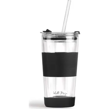 Termohrnek Termohrnek s brčkem Vialli Design Fuori 600 ml 30374. černá 99X, vel. ONE SIZE