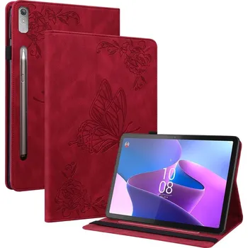 Pouzdro na tablet VSECHNONAMOBIL 69561 ART BUTTERFLY Peněženkový obal pro Lenovo Tab P12 červený