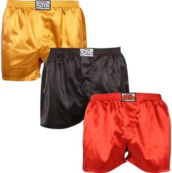 Trenýrky 3PACK pánské trenky Styx klasická guma saténové vícebarevné (3C06350) L Možnost vrácení zboží ZDARMA do 120 dnů!