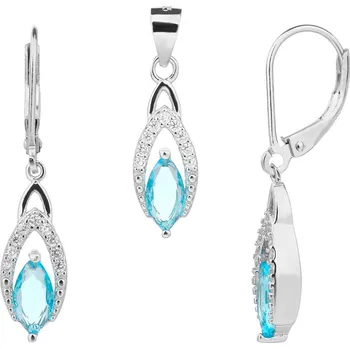 Souprava šperků Bealio BEALIO Stříbrná souprava KAPKA světle modrá 03-04032-3033