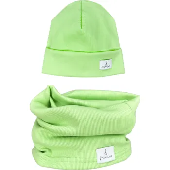 Čepice Mimilove Sada přechodové čepice s nákrčníkem Limonková Limited Edition 2-4 let