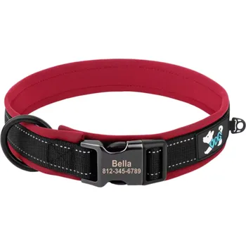 Obojek pro psa PET ARTIST Neoprenový reflexní obojek pro psy se jménem Barva: Červená, Velikost: S