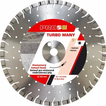 Řezný kotouč Kotouč řezný diamantový PRO5 Turbo Many Holes 350mm