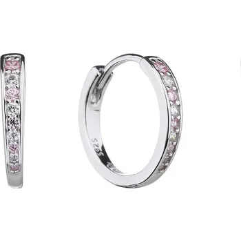 Náušnice Bealio BEALIO Stříbrné náušnice KROUŽKY růžové 15 mm 03-13249-3118