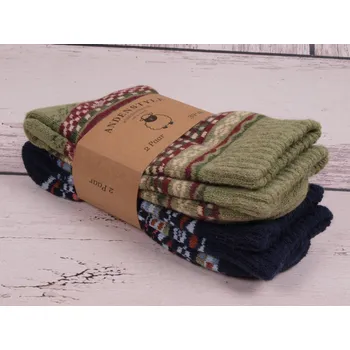 Dámské oblečení CNB BERLIN Termo ponožky SADA 2 PÁRŮ DE 37901 37902 37903 O teplé s vlnou vzorované zelená a tm. modrá velikosti ponožek: 23-25 (EUR vel. 35-38)