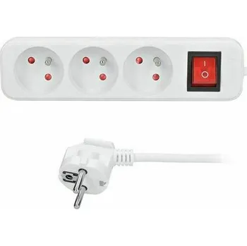 Kabel prodlužovací s vypínačem 4zásuvka Solight 3 m 1 mm2 IP 20