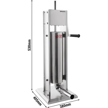 G.Gastro Ruční stroj na plnění klobás a churros - 3L - nerezová ocel - vč. 4 nástavců na plnění klobás a 3 nástavců na churros