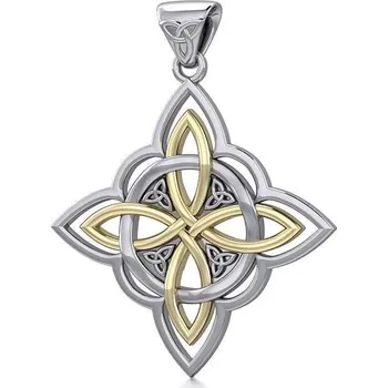 Přívěsek Čtyřcípý uzel stříbrný přívěsek s pozlacením