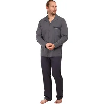 Pánské pyžamo Pleas Pánské pyžamo dlouhé antracit 3XL (179780-203-058)