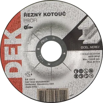 Řezný kotouč Kotouč řezný DEK PROFI 115×22,23 mm 0,8 mm