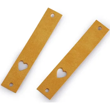 Nášivka Kožený štítek srdce 12x70 mm, barva 6 hořčicová