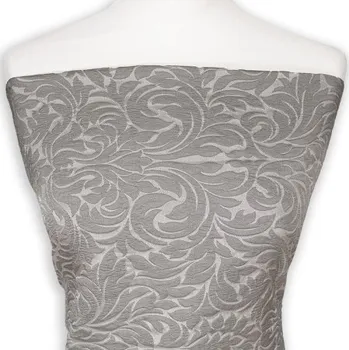 Brokát ŠEDOSTŘÍBRNÝ VZOR - látka na společenské oděvy - Stříbrnošedý, 140 cm