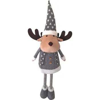 Vánoční dekorace Sob v šedém oblečku s teleskopickýma nohama 70 cm až 105 cm