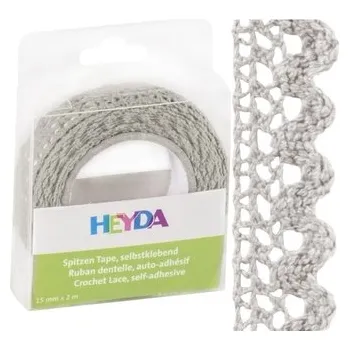 Lepicí páska Krajková textilní páska 1,5cm x 2m samolepicí - šedá