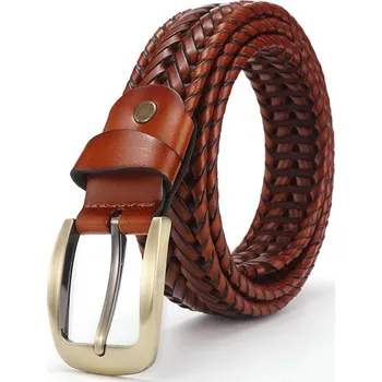 Opasek Pánský pletený kožený pásek Tangle Man Hnědý, Délka 120 cm GaoDa 180806075440-BRW