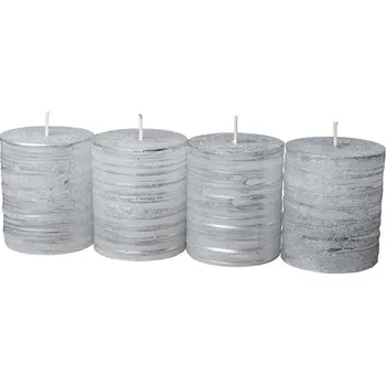 Svíčka Svíčka adventní Harmony 60 x 70 mm - stříbrná rustik