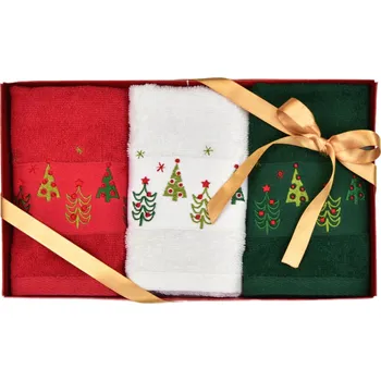 Ručník Vánoční ručníky v dárkovém balení sada 420 g/m2 3 ks 30 x 50 cm