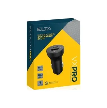 Nabíječka baterií ELTA duální USB nabíječka do auta s rychlonabíjením QC 3.0 s USB-C