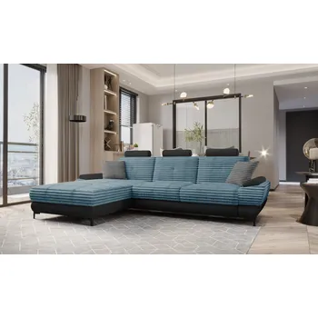 Sedací souprava Rozkládací rohová sedačka MEGAN tyrkysová /černá