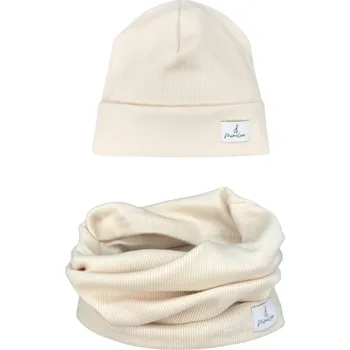 Čepice Mimilove Sada přechodové čepice s nákrčníkem Smetanová Limited Edition 2-4 let