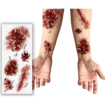 Karnevalový doplněk Tetování - Rány s červy