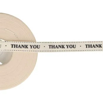 Bavlněná stuha šíře 15 mm THANK YOU, barva Viz foto