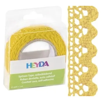 Lepicí páska Krajková textilní páska 1,5cm x 2m samolepicí - žlutá