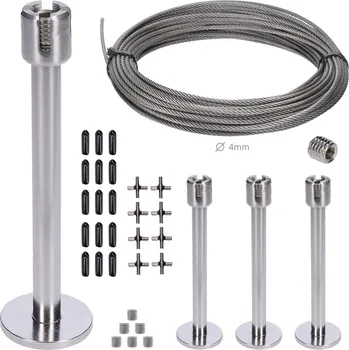 Příslušenství pro plot sada pro upínání rostlin, nerez - lanková stěna pro pnoucí rostliny na zeď, zelená stěna, kompletní set s nerezovými křížovými spojkami pro lanko ø 4 mm, rozměr 1 x 1 m