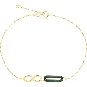 Náramek Zlatý náramek se syntetickým malachitem - nekonečno - AP539-9813