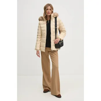 Péřová bunda Tommy Hilfiger dámská, béžová barva, zimní, WW0WW42741 12X, vel. S